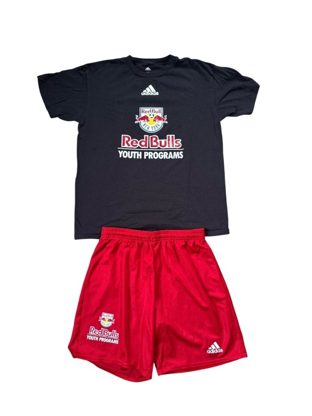Adidas New York Red Bulls Youth Programs Black Tee & Red Shorts Set Size M